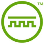 Green digital electricity logo with trademark symbol